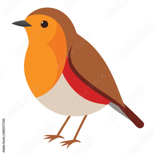 Festive robin bird illustration with christmas elements
