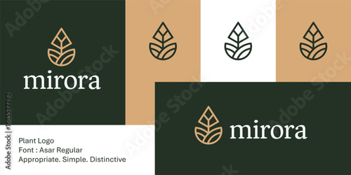 Plant Logo with Geometric Leaf and Growth Renewal Symbol
