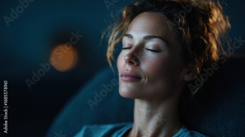 Wallpaper Mural Breathing exercise captured in slow exhale with a calm mind expression
 Torontodigital.ca