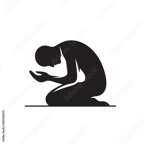 Muslim man praying silhouette religious devotion