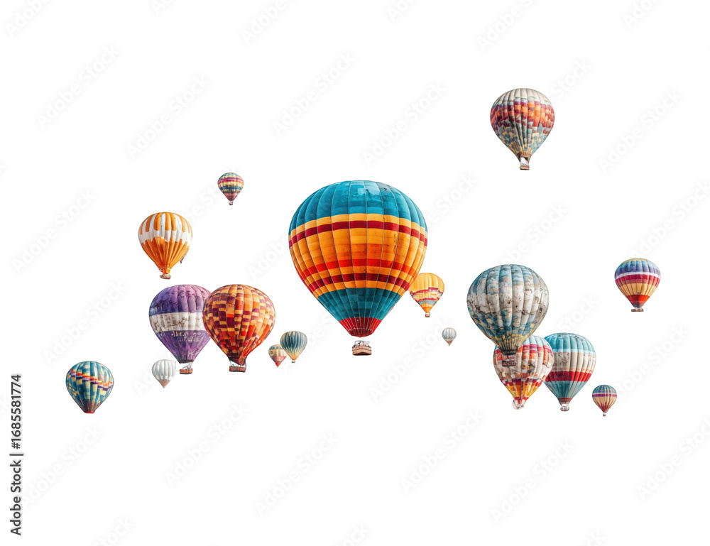 Obraz premium Colorful hot air balloons against a dark background