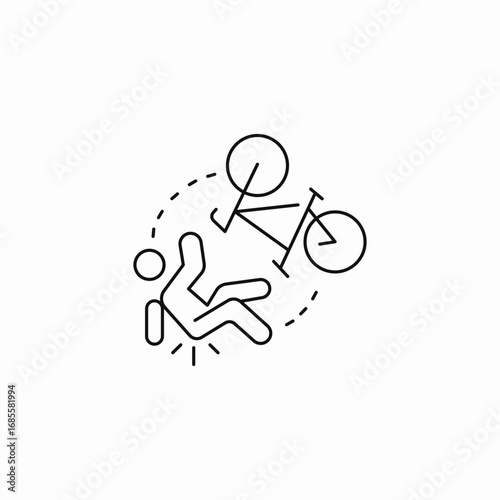 bicycle fall injury icon sign vector