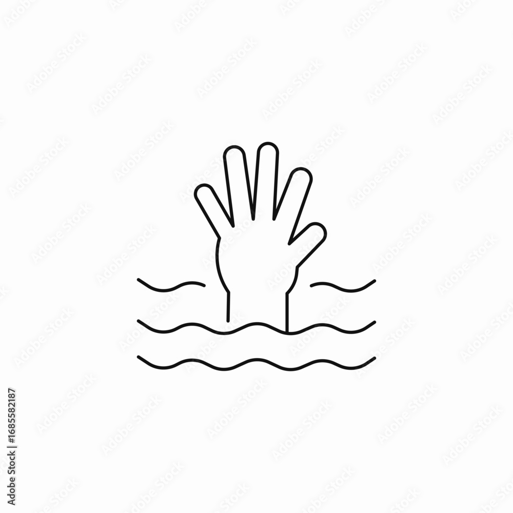 Obraz premium drowning hand waving icon sign vector