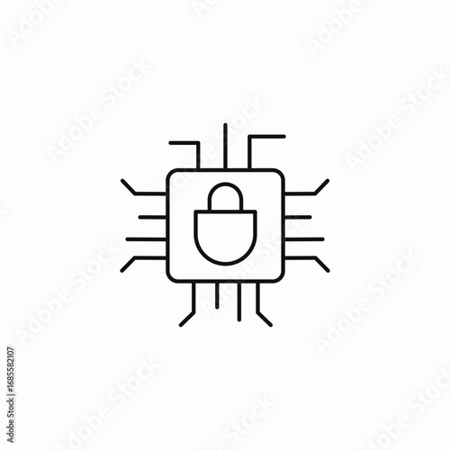 computer chip security lock icon sign vector