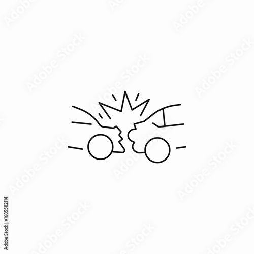 cars colliding head-on icon sign vector