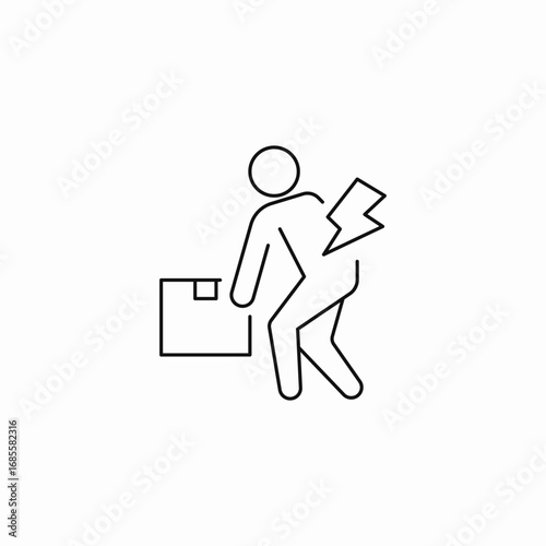 man lifting heavy box icon sign vector