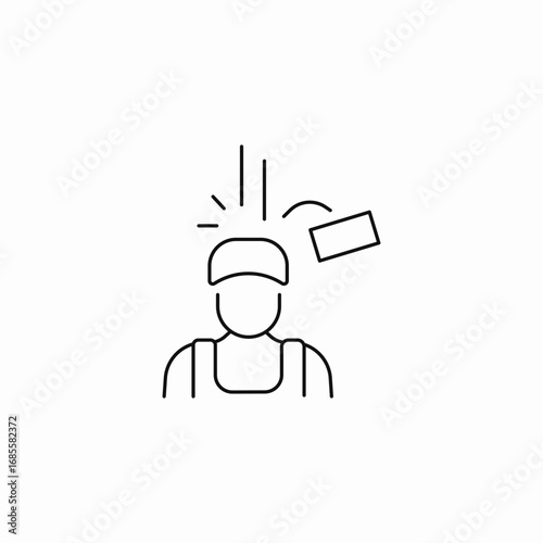 object falling on head icon sign vector
