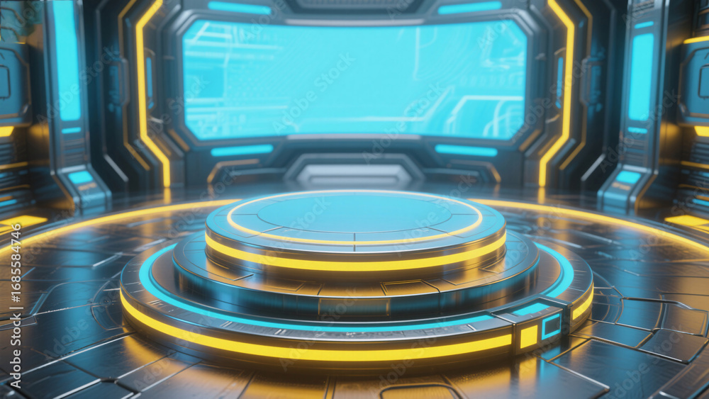 Obraz premium Science fiction-themed e-commerce scenario