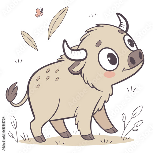 vector illustration of cartoon rhino