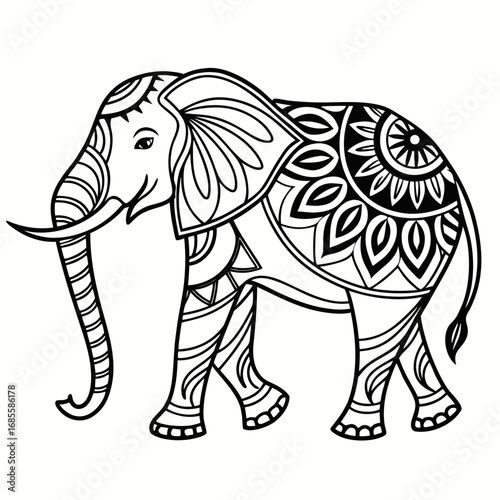 Black and white vector elephant