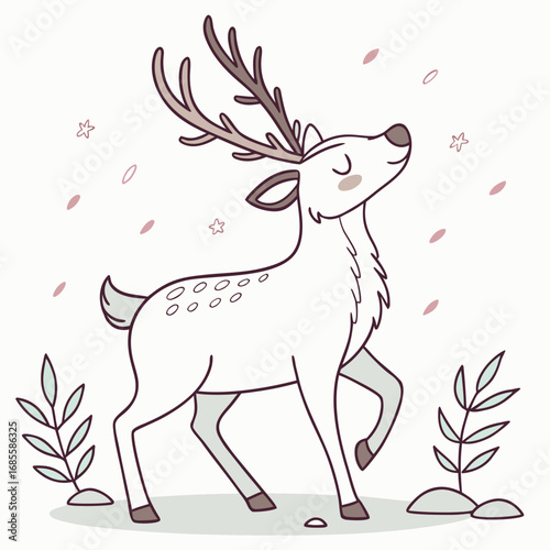 deer with a red ribbon
