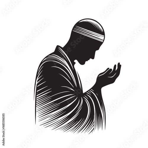 Muslim man in prayer silhouette religious devotion and peace