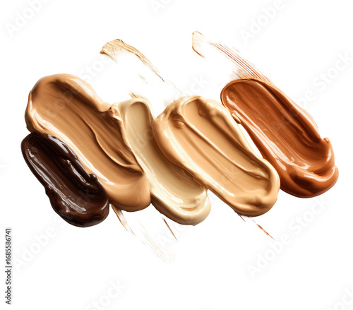Foundation shades swirled in a top-down view.  Various skin tones