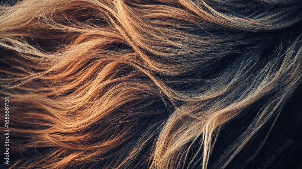 Naklejka premium Flowing Strands of Black and Blonde Hair Texture