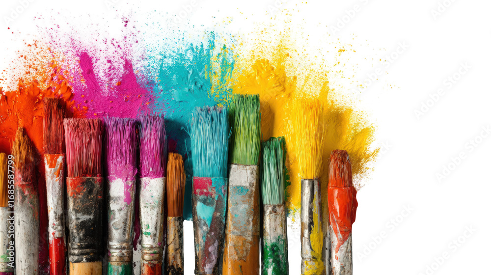 Fototapeta premium Colorful paint brushes in various shades