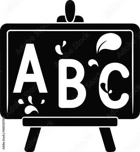 Vector blackboard icon with ABC letters
