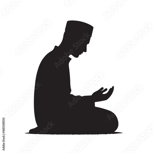 Muslim man in prayer silhouette islamic devotion and spirituality