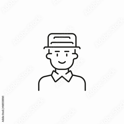 happy person with hat icon sign vector