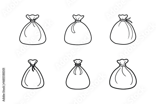 sack bag icon line art vector illustration