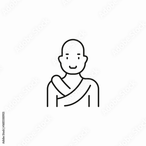 smiling buddhist monk icon sign vector