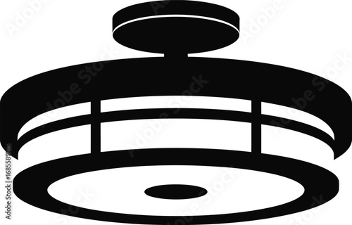 Modern flush mount ceiling light fixture with black accents