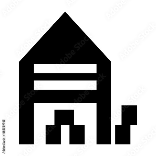Warehouse Storage Icon with Boxes – Logistics and Inventory Symbol