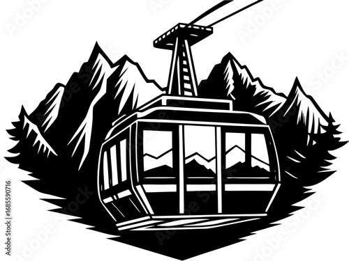 Ski Lift Mountain Adventure Logo
