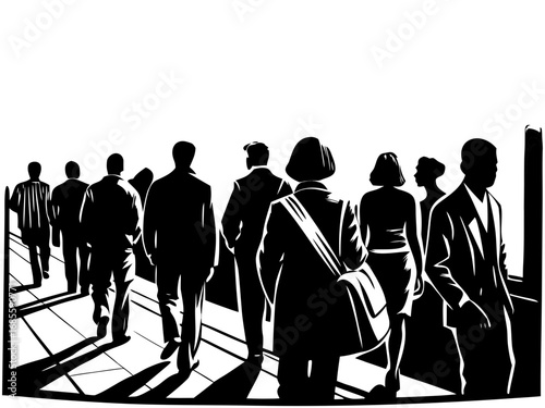 Crowded Train Commuter Silhouette