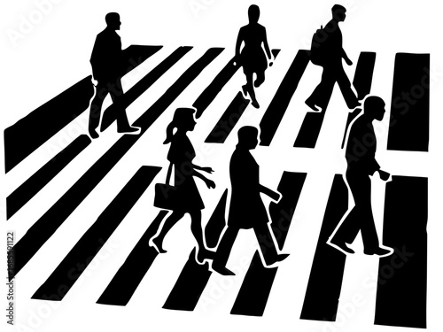 Urban Pedestrian Crossing Silhouette