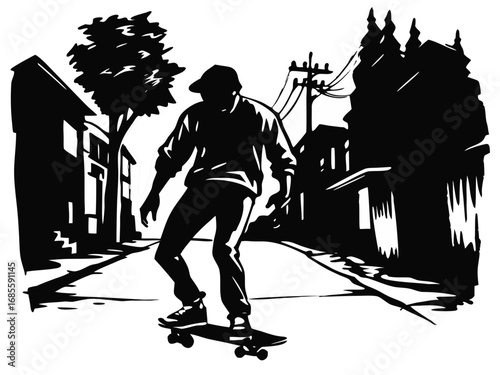 Skateboarder Silhouette Art