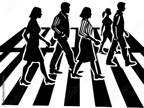 Urban Pedestrian Crossing Silhouette