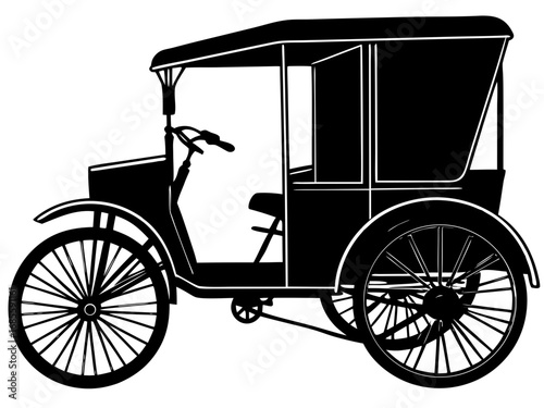 Antique Rickshaw Silhouette