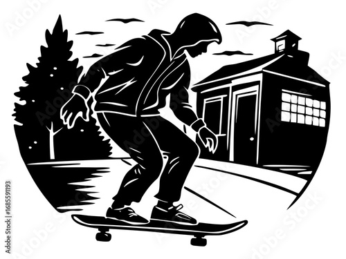 Skateboarder Silhouette Art