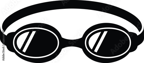 Black silhouette of vintage steampunk goggles with reflective lenses