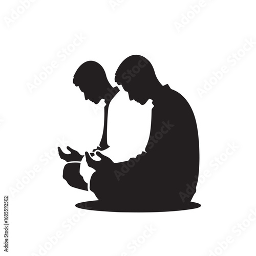 Muslim man in prayer silhouette religious devotion islamic culture
