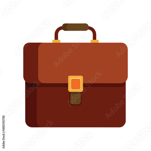 Classic brown leather briefcase with brass clasp Keywords: briefcase, bag, business, work