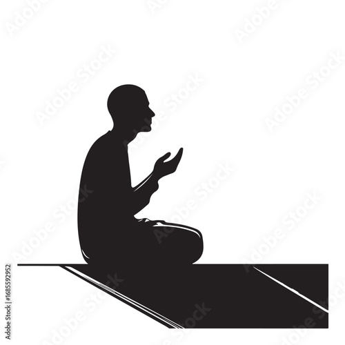 Silhouette of a muslim person in prayer vector art