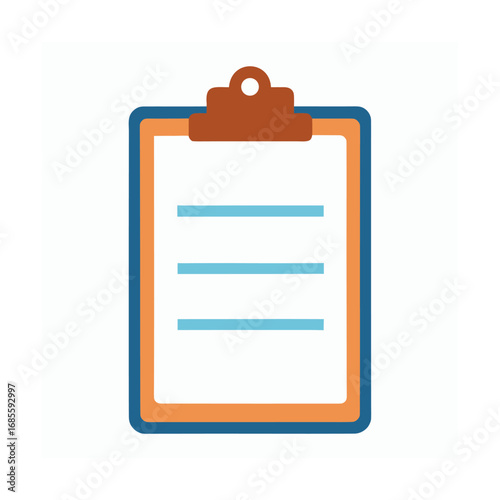 Clipboard with lines for writing on a white background Keywords: clipboard, paper, writing