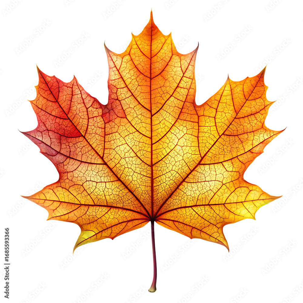 Obraz premium Colorful autumn maple leaf isolated on transparent background