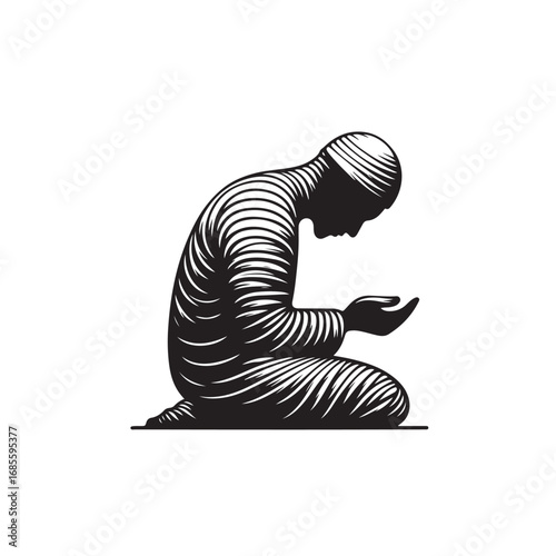 Silhouette of a muslim man in prayer diverse color options