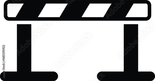 Black and white icon of a construction barrier with diagonal stripes