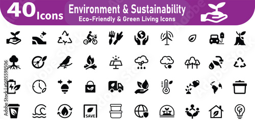 Abstract environmental sustainability concept with natural elements and technology