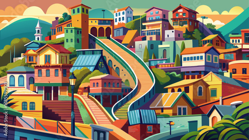 Valparaíso, Chile dazzles with hillside houses painted in vivid colors, winding stairways, and old funiculars overlooking a bustling harbor that symbolizes South American creativity and resilience.