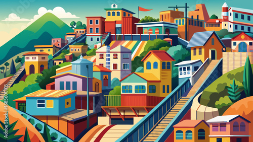 Valparaíso, Chile dazzles with hillside houses painted in vivid colors, winding stairways, and old funiculars overlooking a bustling harbor that symbolizes South American creativity and resilience.