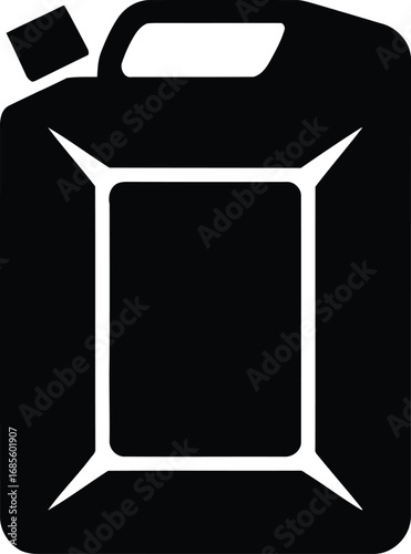 Black silhouette of a jerrycan fuel container on a white background