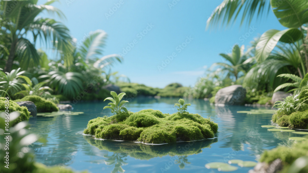 Fototapeta premium tropical island with palm tree