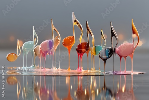 Musical notes colorful dripping background high resolution picture