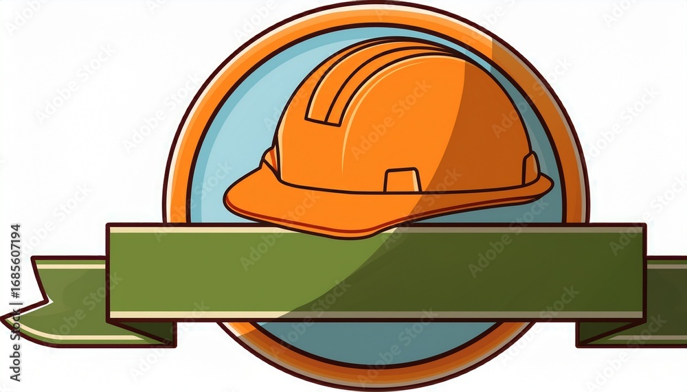 Fototapeta premium hard hat on award badge isolated on white background isolated on white background