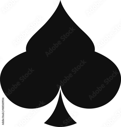 Black spade playing card suit vector icon
