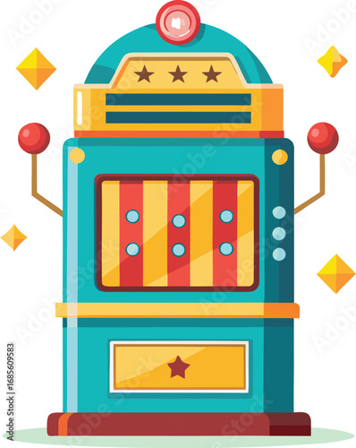 Set of retro game slot machines one armed bandit gambling casino concept cartoon vector illustration |